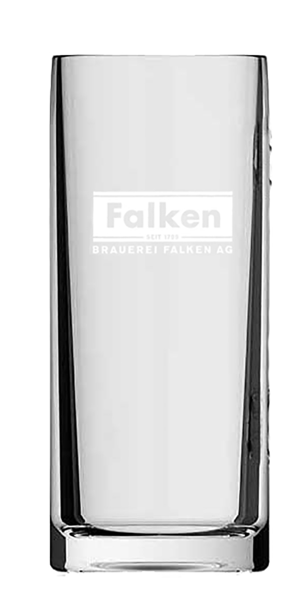 Robustes Bierglas mit graviertem Falken-Logo