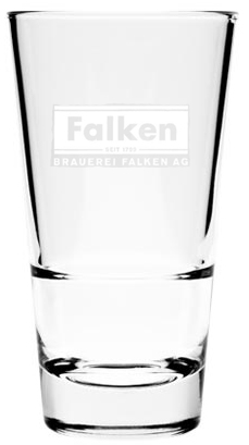 Praktisches Stapelglas mit graviertem Falken-Logo